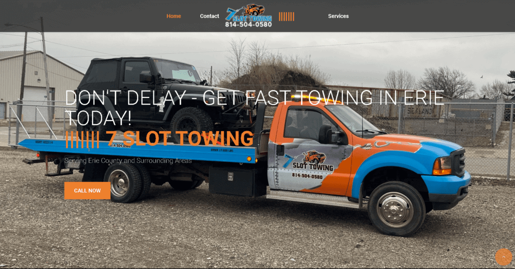 7 Slot Towing Erie PA Website Design
