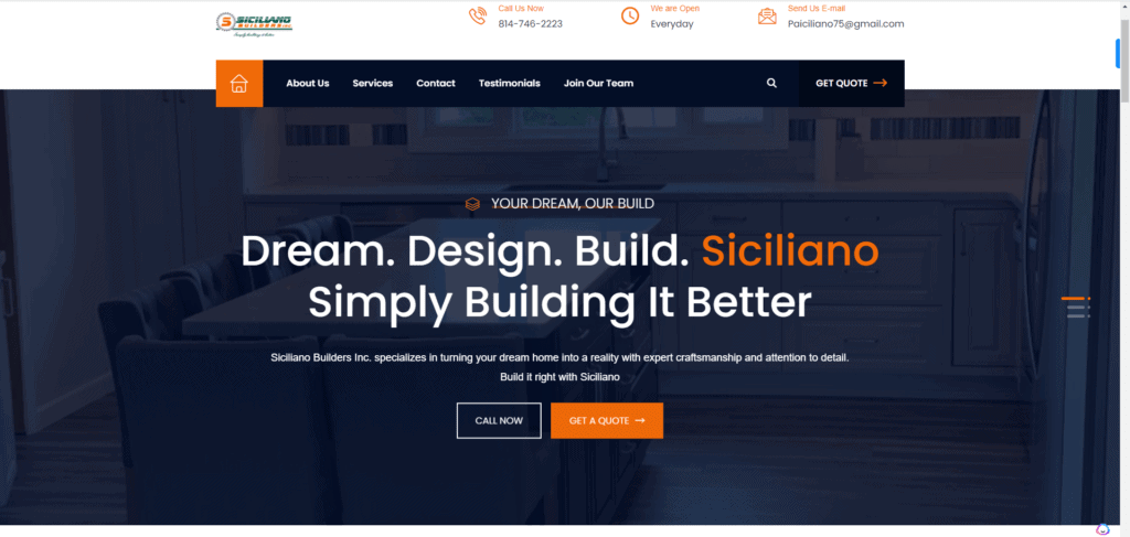 Siciliano Builders Website Design